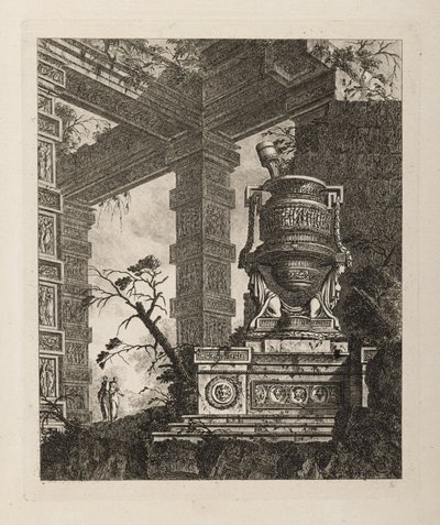 Architectural Fantasy with Monumental Mortar, Plate 2 from Vasi by Jean Laurent Legeay